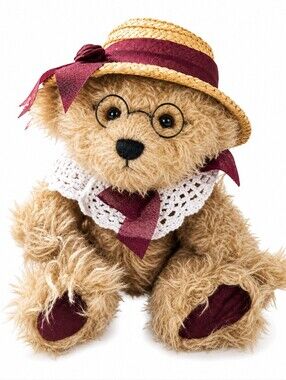Vintage Brass Button Bears Rosie Teddy Bear Plush with Hat & Glasses Collectible
